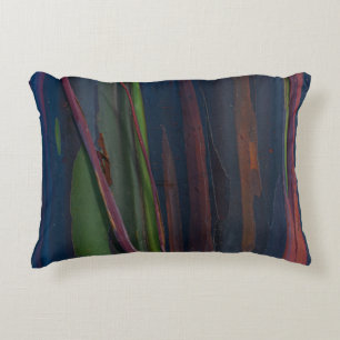 Green blue and brown abstract painting accent pillow