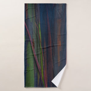 Green blue and brown abstract painting bath towel