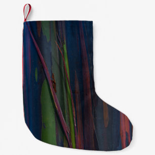 Green blue and brown abstract painting small christmas stocking