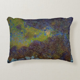 Green, blue, and brown mat accent pillow