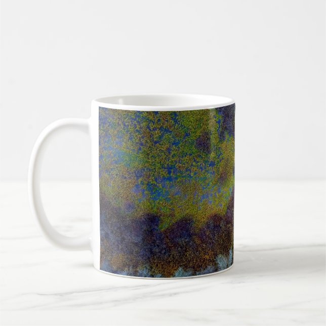 Green, blue, and brown mat coffee mug (Left)