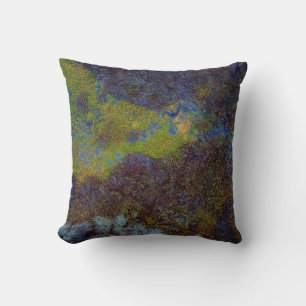 Green, blue, and brown mat throw pillow
