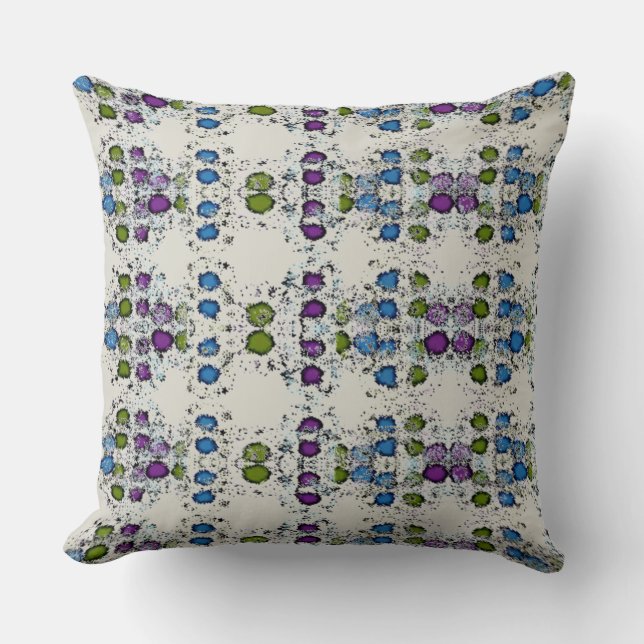 Green Blue and Purple Dots Throw Pillow (Front)