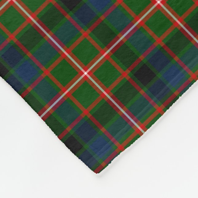 Green, Blue, and Red Reid Clan Tartan Fleece Blanket (Corner)