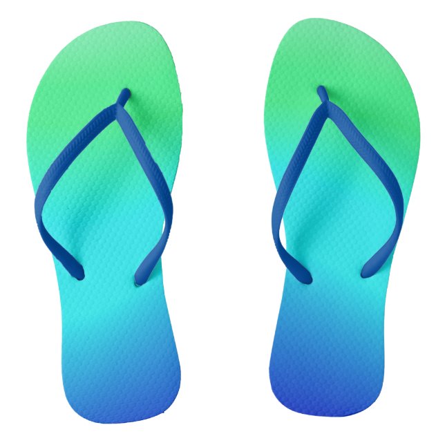 Green, Blue and Turquoise Cool Water Ombre  Flip Flops (Footbed)