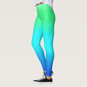 Green, Blue and Turquoise Cool Water Ombre  Leggings