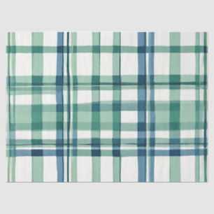 Green, Blue, and White Plaid Decoupage Paper