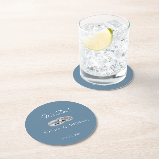 Green Blue and White-Wedding Paper Coaster (Insitu)