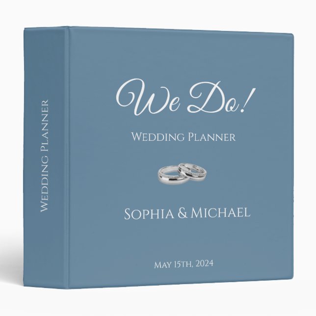 Green Blue and White Wedding-Planner Binder (Front/Spine)