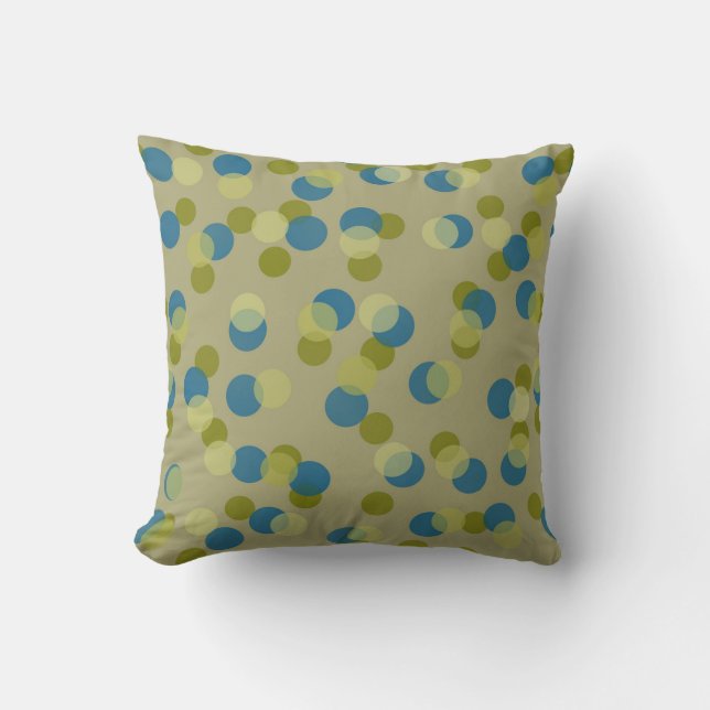 green, blue and yellow dots throw pillow (Front)