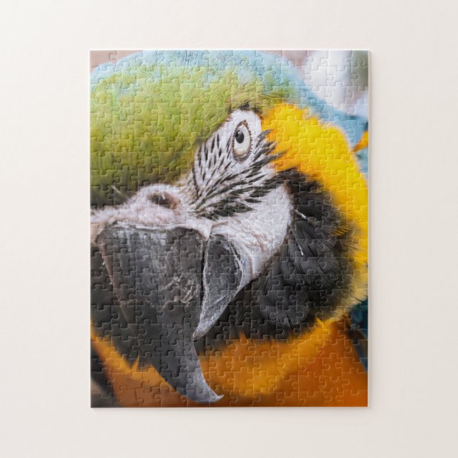 Green, Blue and Yellow Macaw Parrot Jigsaw Puzzle (Vertical)