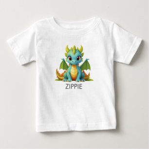 Green Blue Baby Dragon Personalized Baby T-Shirt