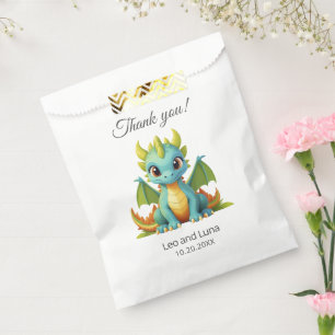 Green Blue Baby Dragon Personalized Thank You Favour Bag