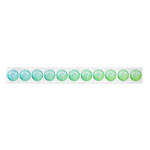 Green Blue Balls on White Ribbon Satin Ribbon