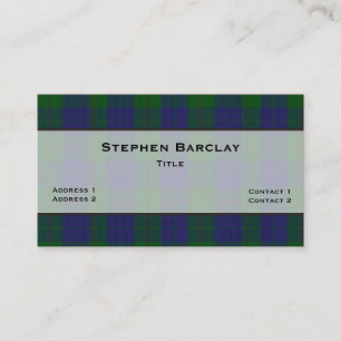 Green & Blue Barclay Tartan Plaid Custom Business Card
