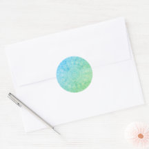 green blue bead doilies classic round sticker