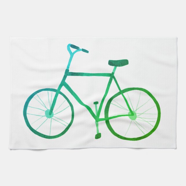 Green blue bicycle bike kitchen towel (Horizontal)