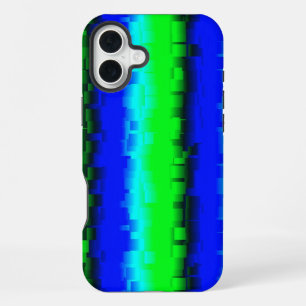 green blue black abstract rainbow pattern iPhone 16 plus case