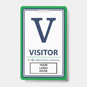 Green Blue Border Business Logo Visitor Badge