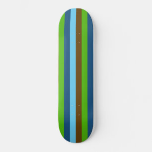 Green Blue Brown Vertical Lines Earth Day Skateboard