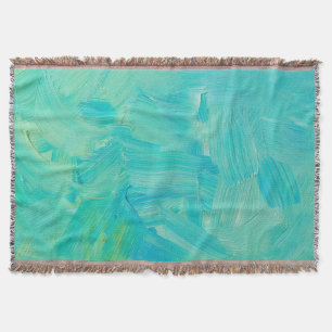 Green Blue: Brush Stroke Texture. Throw Blanket