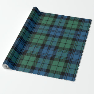 Green Blue Check Plaid Rustic Classic Tartan Wrapping Paper