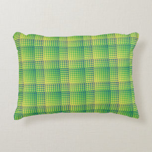 Green Blue Checker Abstract Pattern Accent Pillow