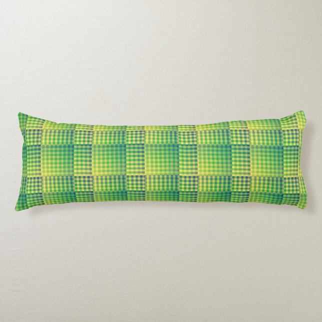 Green Blue Checker Abstract Pattern Body Pillow (Front)