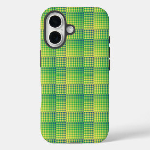 Green Blue Checker Abstract Pattern iPhone 16 Case