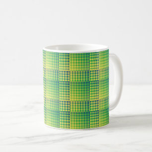 Green Blue Checker Abstract Pattern Coffee Mug
