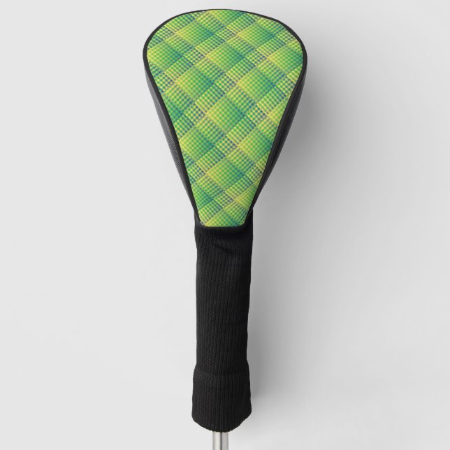 Green Blue Checker Abstract Pattern Golf Head Cover (Front)