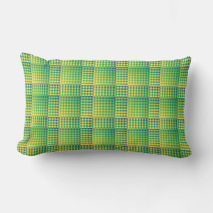 Green Blue Checker Abstract Pattern Lumbar Pillow