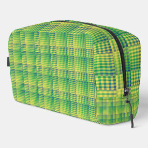 Green Blue Checker Abstract Pattern Toiletry Bag