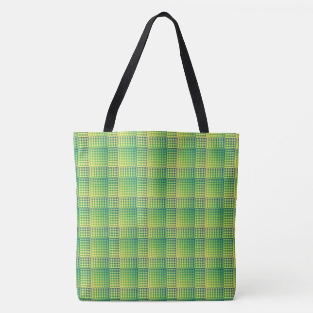 Green Blue Checker Abstract Pattern Tote Bag (Front)