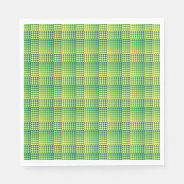 Green Blue Chequered Abstract Pattern Napkin (Front)