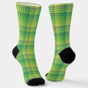 Green Blue Chequered Abstract Pattern Socks