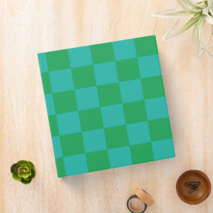 Green Blue Chequered Gingham Pattern Binder