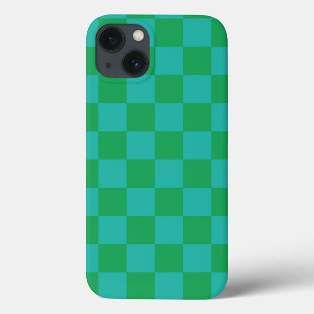 Green Blue Chequered Gingham Pattern Case-Mate iPhone Case (Back)