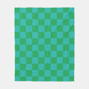 Green Blue Chequered Gingham Pattern Fleece Blanket