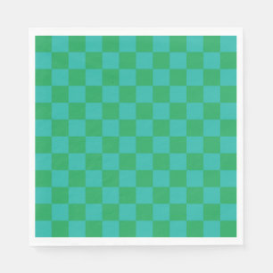 Green Blue Chequered Gingham Pattern Napkin