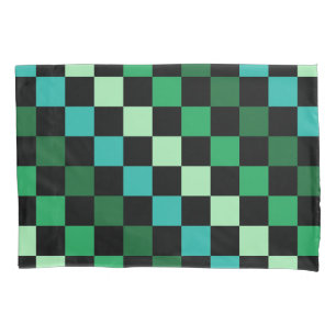 Green Blue Chequered Gingham Pattern Pillowcase