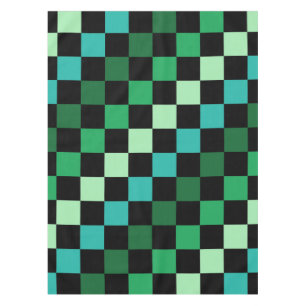 Green Blue Chequered Gingham Pattern Tablecloth