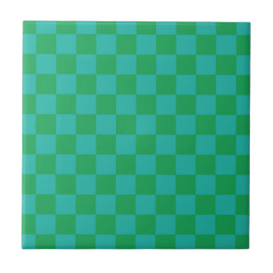 Green Blue Chequered Gingham Pattern Tile