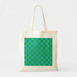 Green Blue Chequered Gingham Pattern Tote Bag