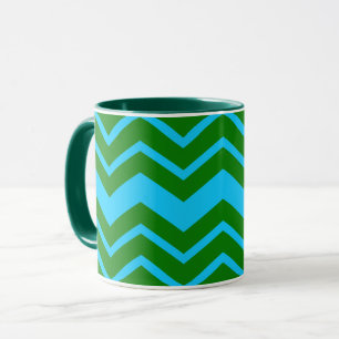 Green Blue Chevron Zigzag Design Mug