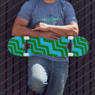 Green Blue Chevron Zigzag Design  Skateboard