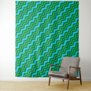 Green Blue Chevron Zigzag Design  Tapestry