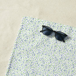 Green Blue Circles and Dots  Beach Towel