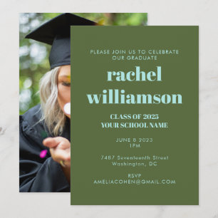 Green Blue Class of 2025 Photo Graduation Party Invitation