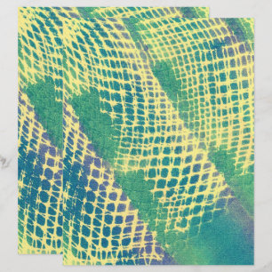 Green Blue Diamond Pattern Yellow Scrapbook Paper